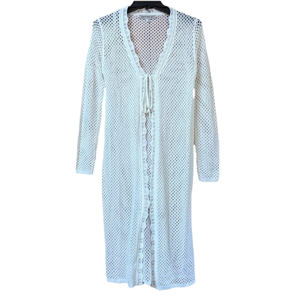 Madden Girl Mesh Long Cardigan Duster Women’s Small Fairy Whimsy Cover‎ Up Beach